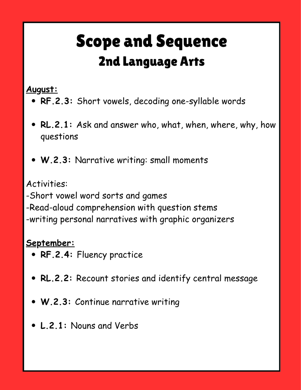 2nd Grade Year-Long Curriculum Guide