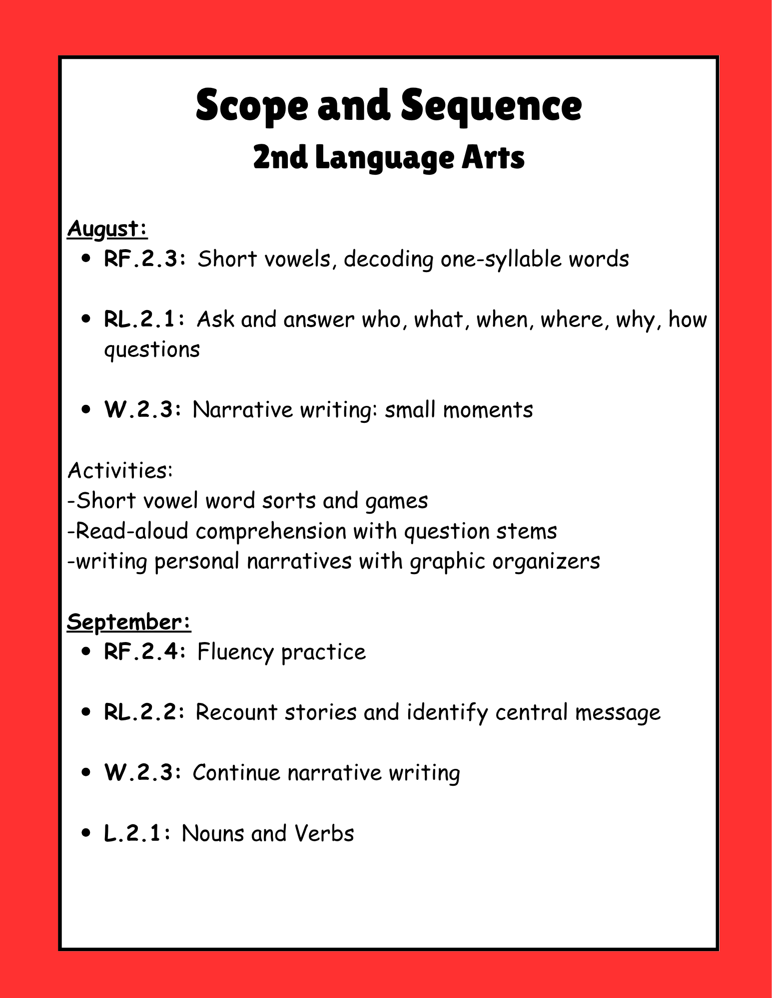 2nd Grade Year-Long Curriculum Guide