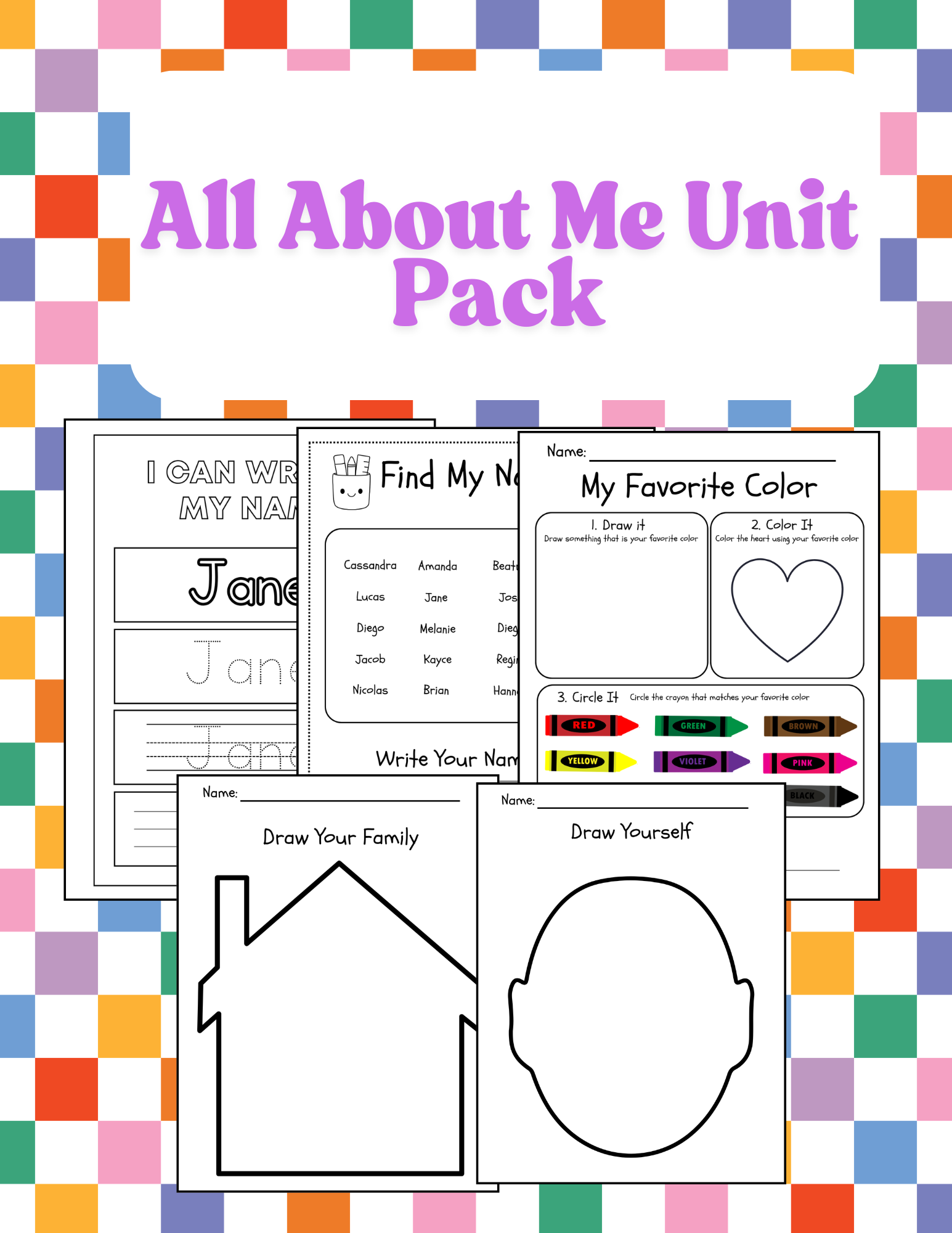 All About Me Unit Theme Pack