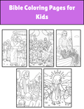 Colorful Bible coloring pages for kids featuring Jesus stories and scripture verses, designed for children’s religious learning.