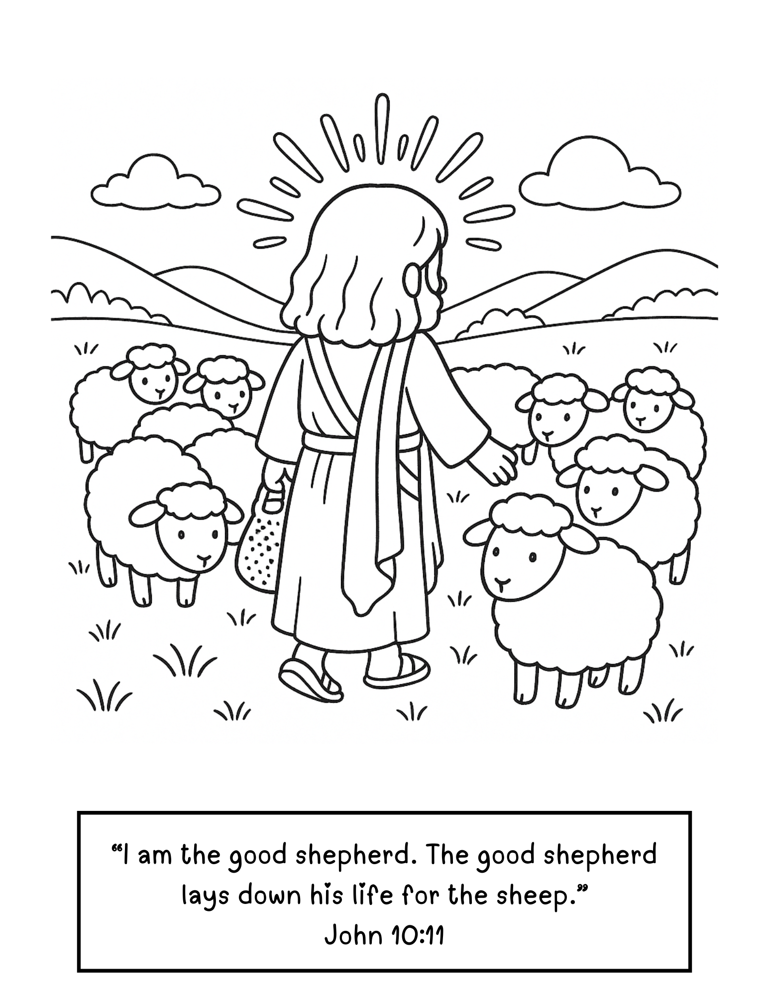 Bible coloring pages for kids featuring Jesus stories and scripture verses, designed by Happy Suns Learning Co.
