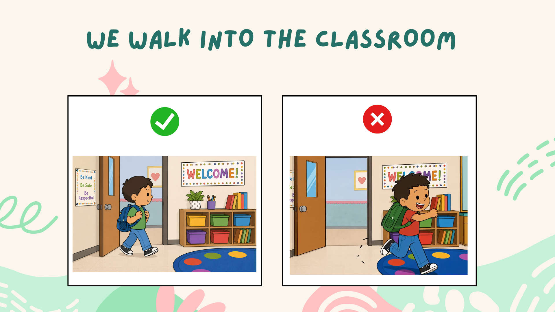 Classroom Rules & Routines Animated Slides for Kindergarten | Editable Canva Template