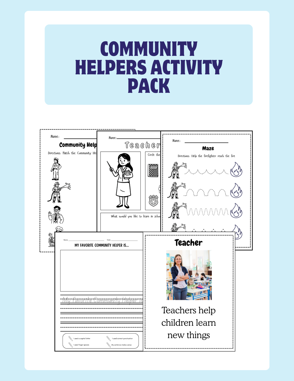 Community Helpers Activity Pack for TK & Kindergarten