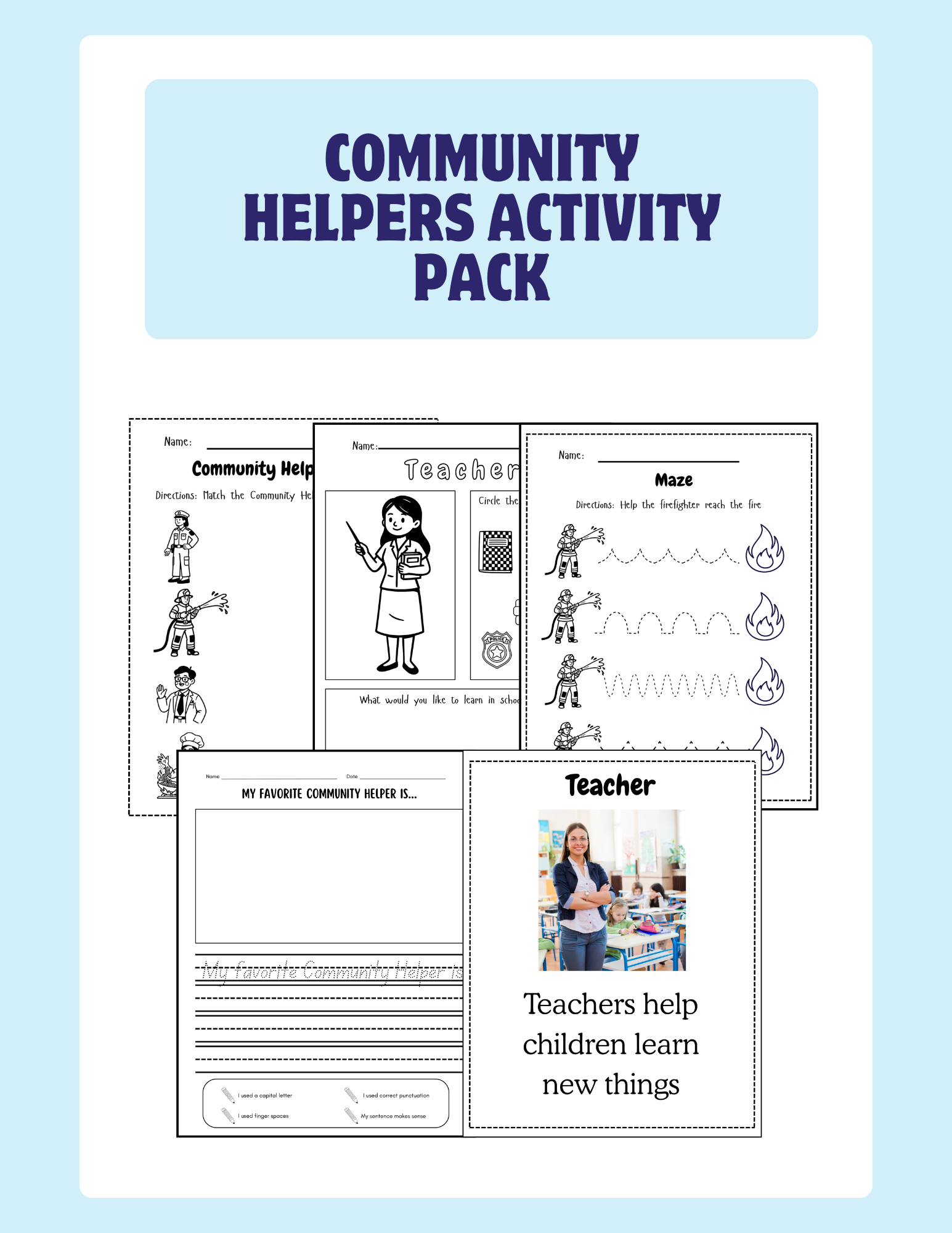Community Helpers Activity Pack for TK & Kindergarten