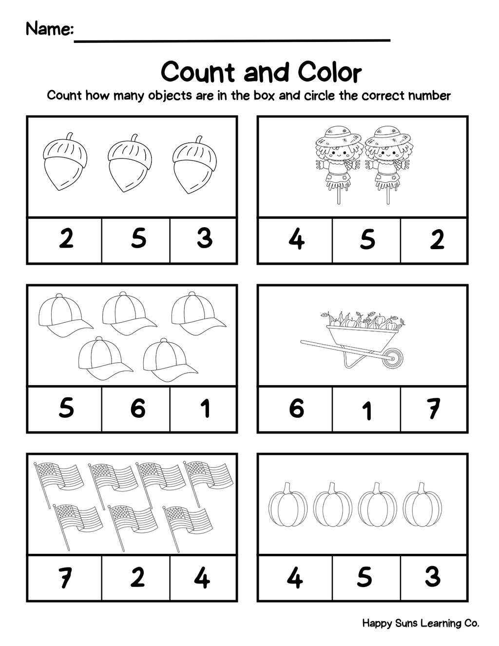 Count and Color Through the Seasons | Kindergarten Math Worksheets (1-10)