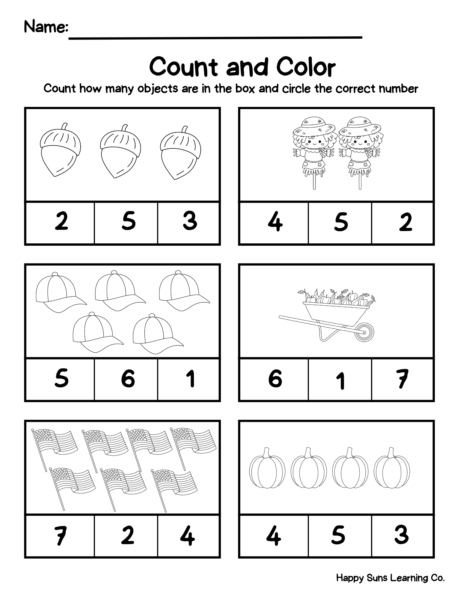 Count and Color Through the Seasons | Kindergarten Math Worksheets (1-10)