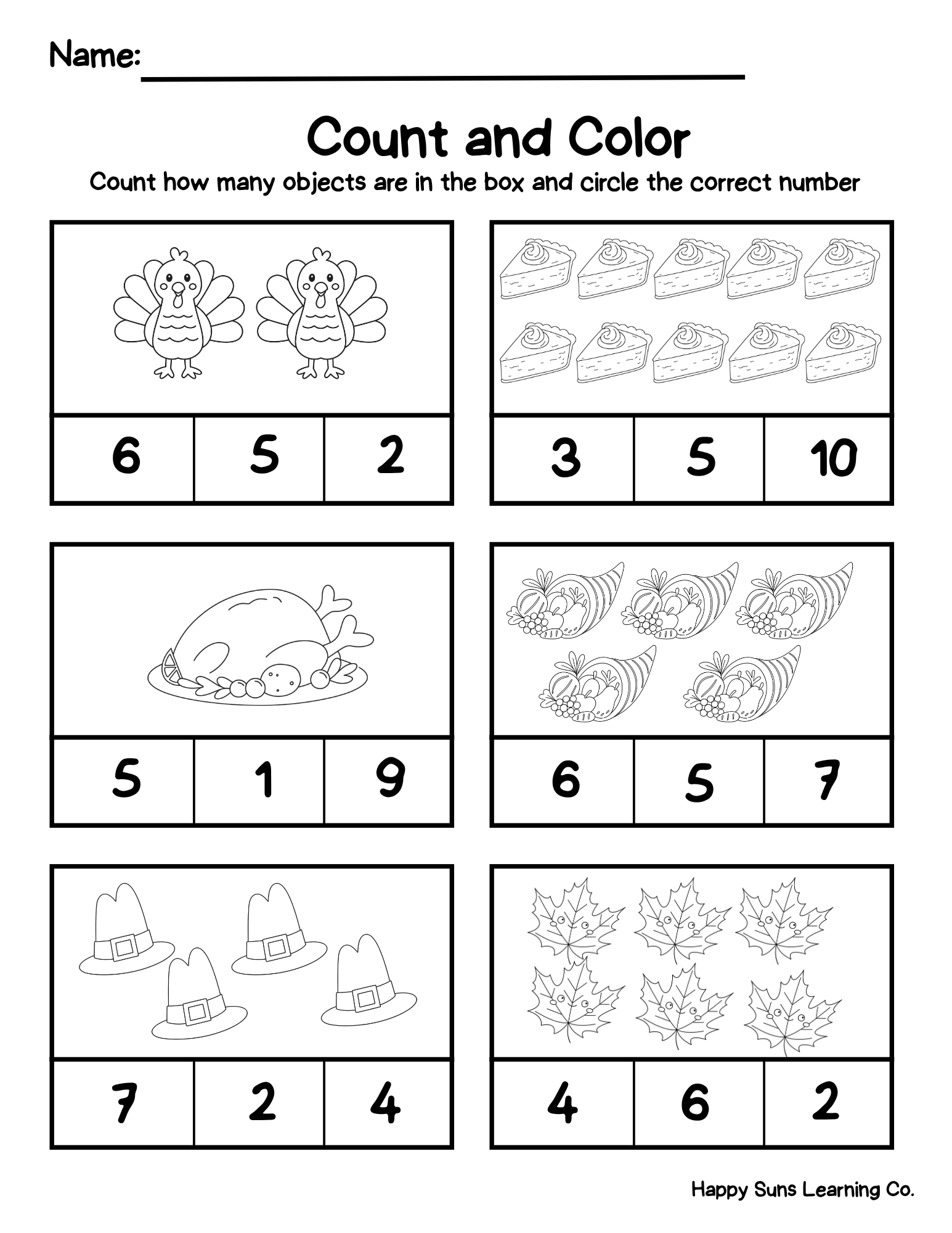 Count and Color Through the Seasons | Kindergarten Math Worksheets (1-10)