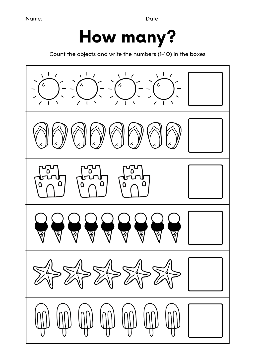 Counting Worksheets | Numbers 1-10| Printable Math Activities for Preschool, TK, & Kindergarten