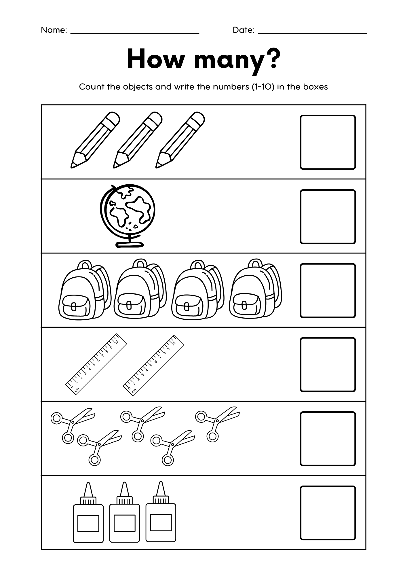 Counting Worksheets | Numbers 1-10| Printable Math Activities for Preschool, TK, & Kindergarten