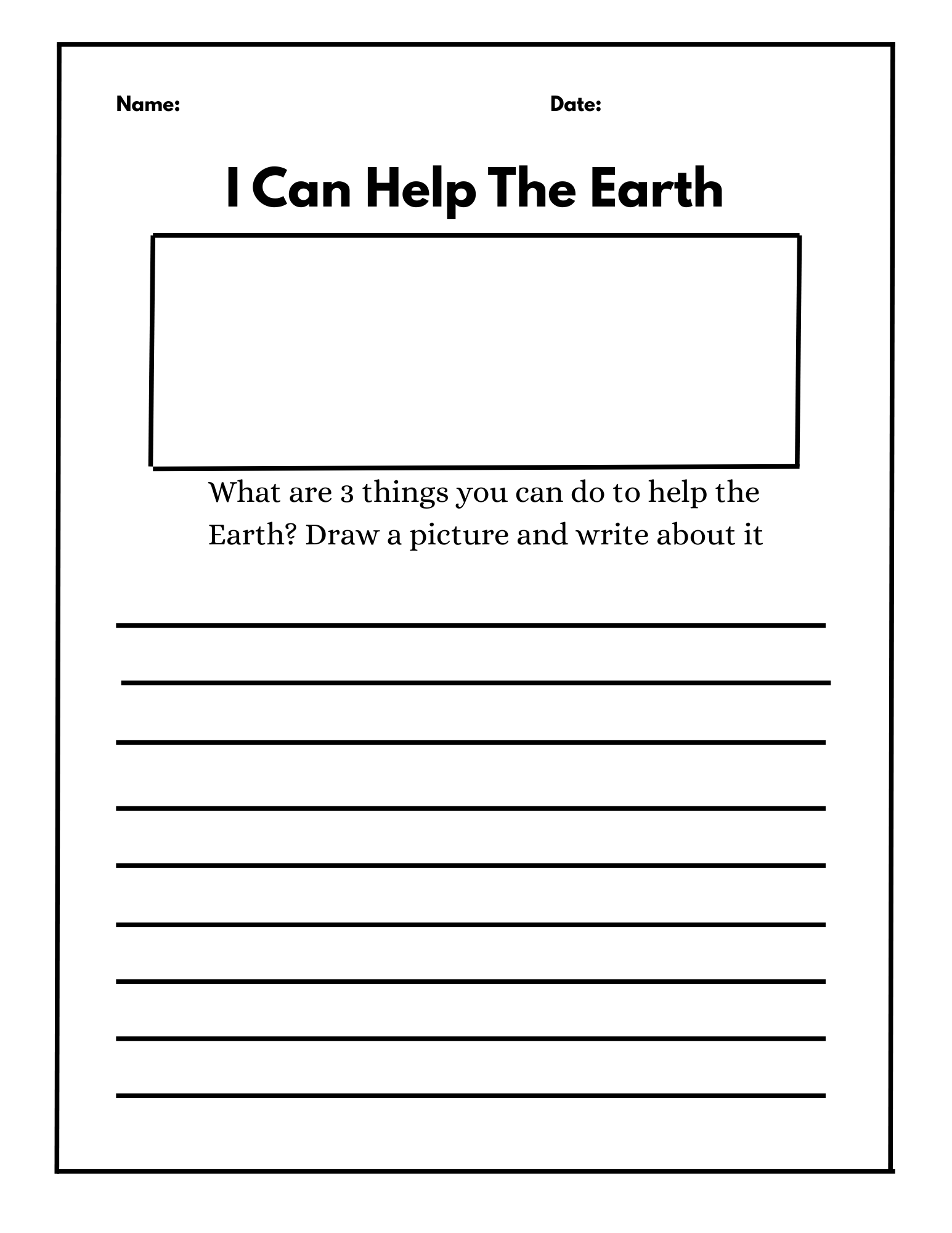 Colorful Earth Day activities for kids including writing, sorting, and coloring pages from Happy Suns Learning Co.