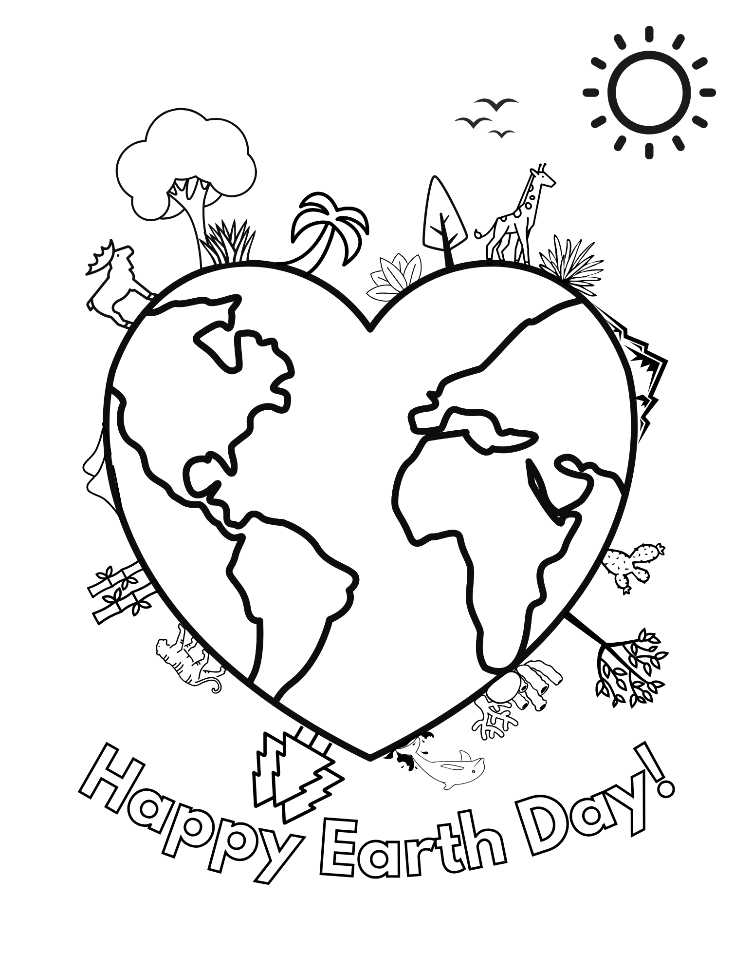 Earth Day activities for kids by Happy Suns Learning Co., featuring writing, sorting, coloring pages, and eco-friendly educational fun.