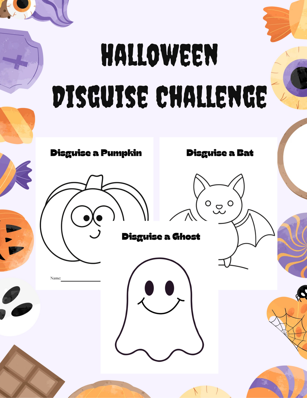 Children dressed in Halloween disguise costumes participating in a creative activity pack by Happy Suns Learning Co.