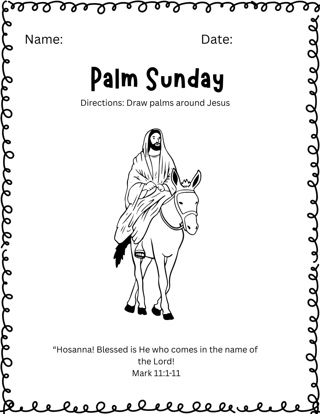 Holy Week Bible coloring worksheets for kids with religious illustrations and activities from Happy Suns Learning Co.