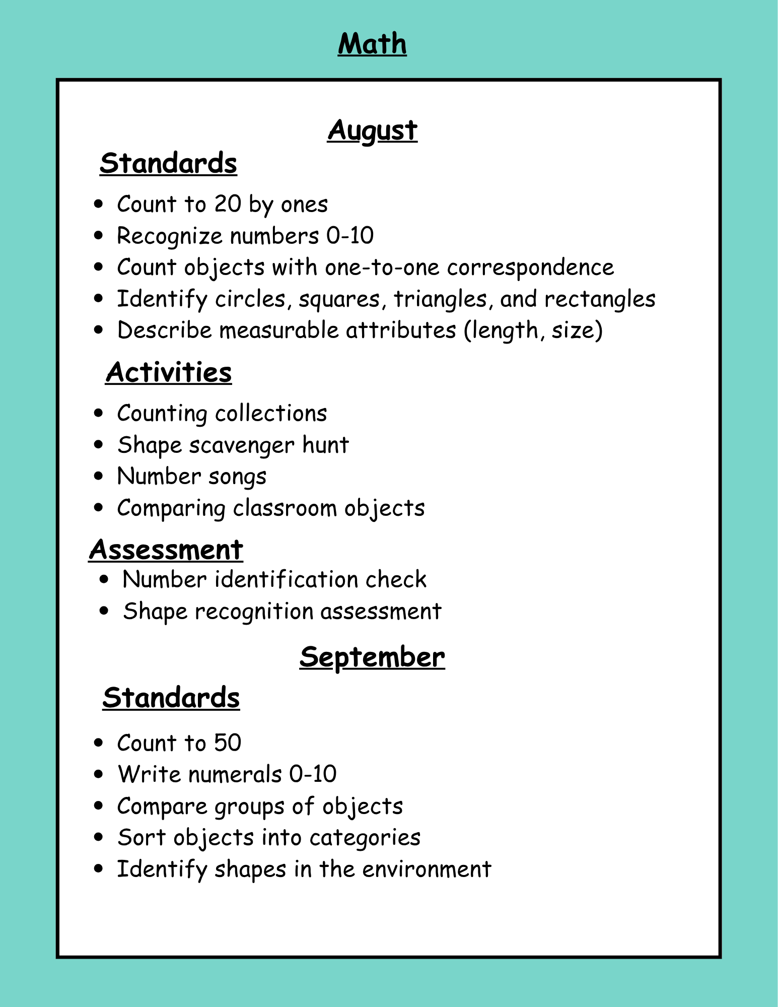 Kindergarten curriculum planning guide by Happy Suns Learning Co. with colorful charts and lesson planning pages.