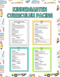 Kindergarten curriculum planning guide by Happy Suns Learning Co. showing colorful lesson planning pages and educational resources.