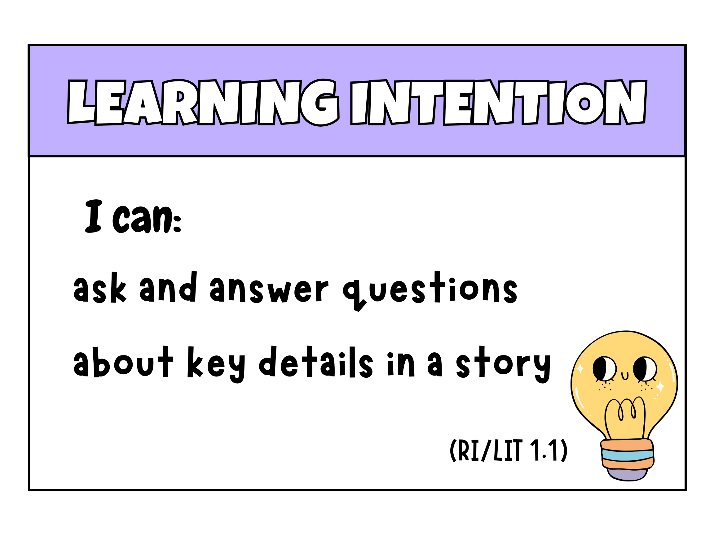 Colorful first grade classroom poster by Happy Suns Learning Co. showcasing learning intentions and success criteria in kawaii style.