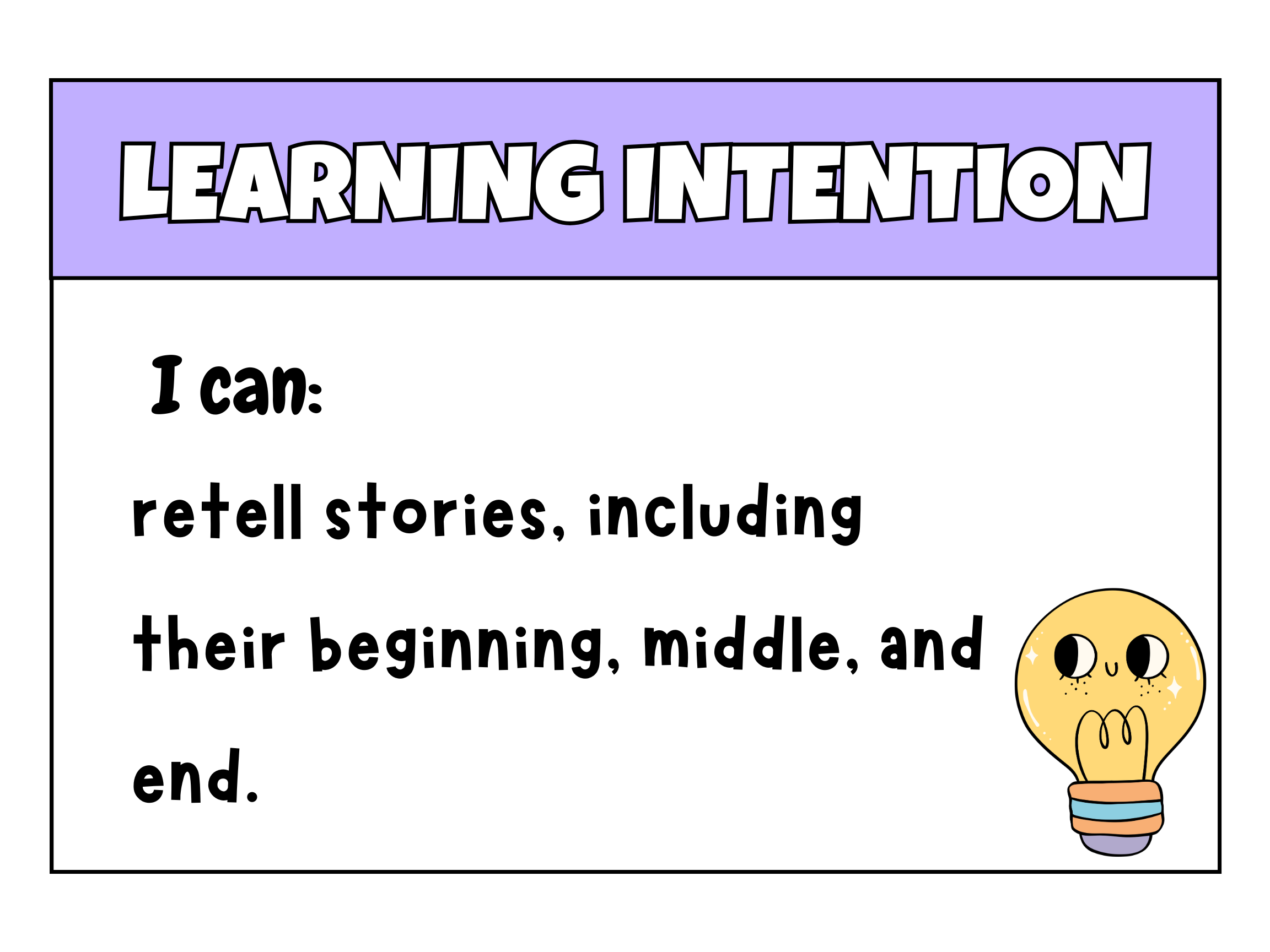 Colorful first grade learning intentions poster with cute kawaii style illustrations from Happy Suns Learning Co.