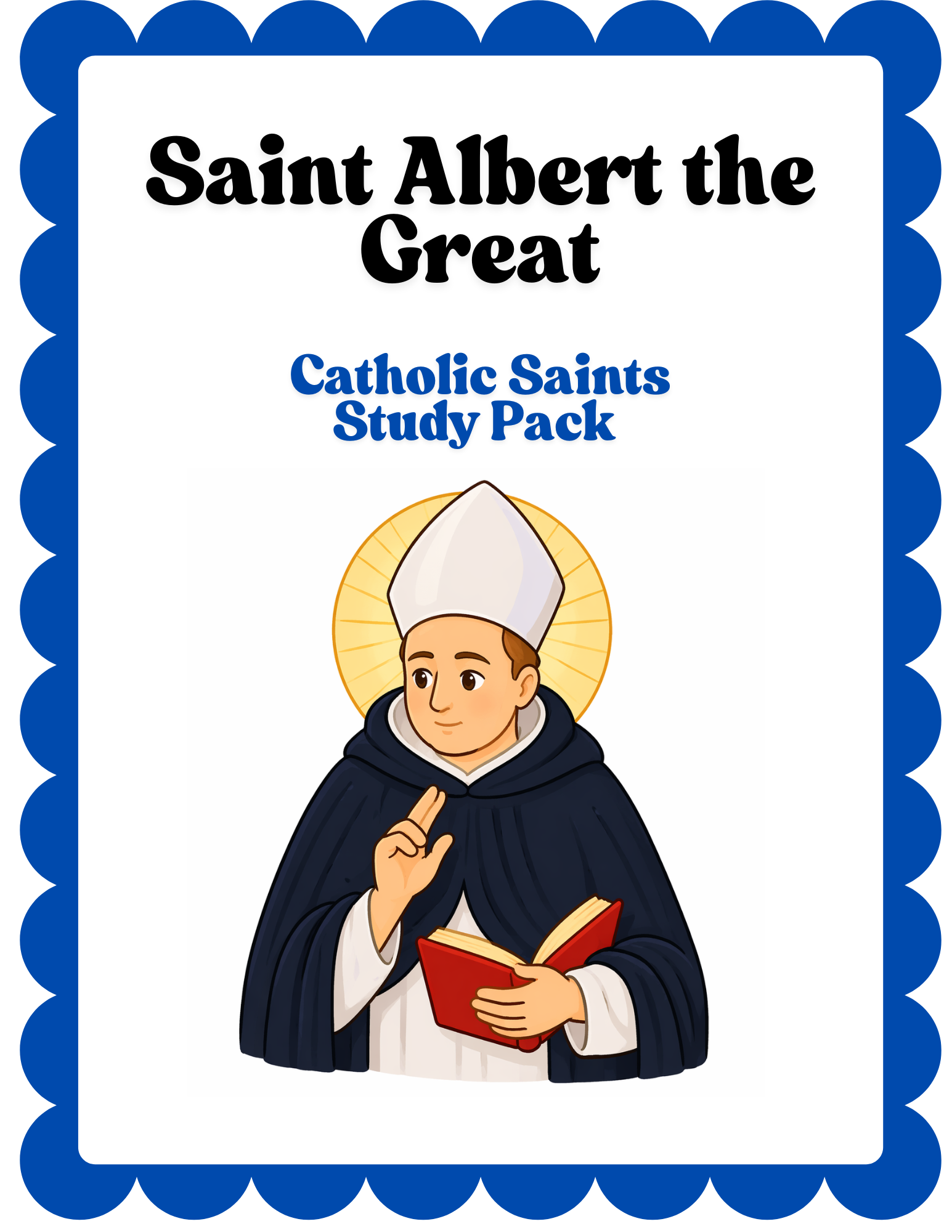 Saint Albert the Great activity pack by Happy Suns Learning Co. featuring educational materials and colorful illustrations.