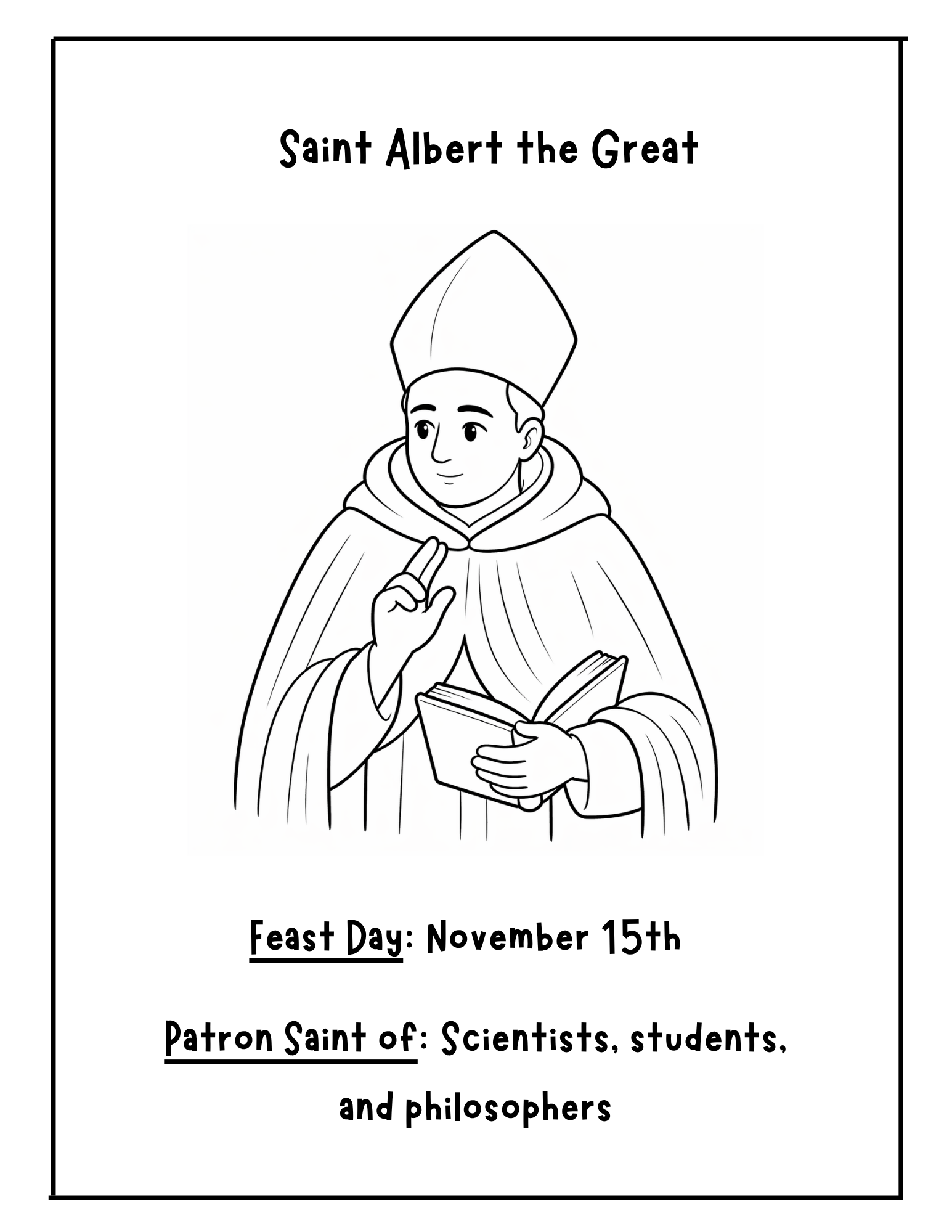 Saint Albert the Great activity pack by Happy Suns Learning Co., featuring educational materials and illustrations for learning.