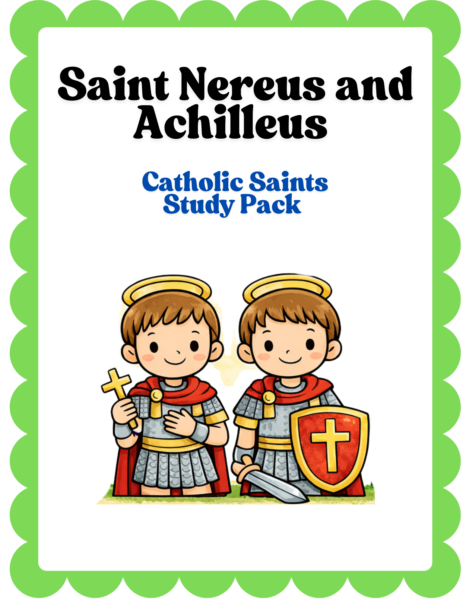 Saint Nereus and Achilleus activity pack by Happy Suns Learning Co., featuring colorful illustrations and educational materials.