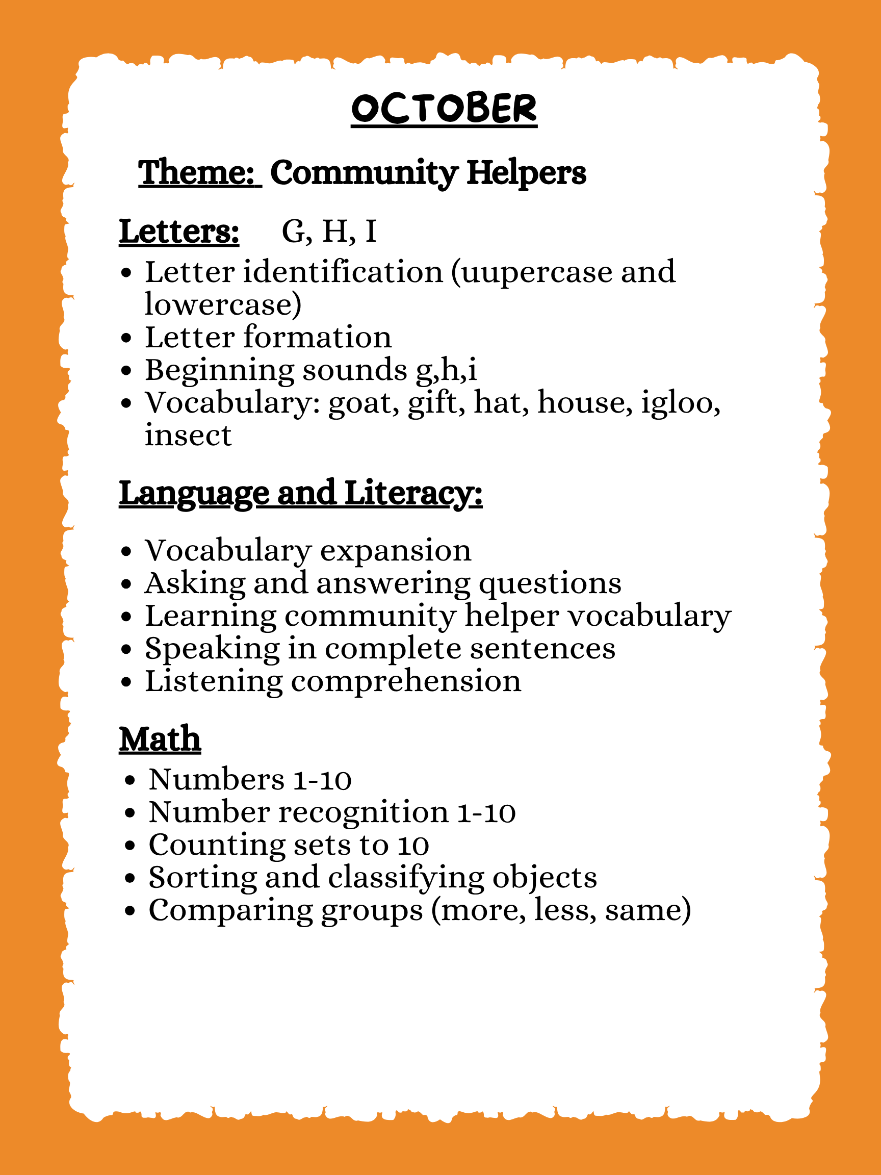 TK Year Long Curriculum Plan | Month By Month Pacing Guide