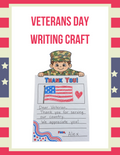 Veterans Day writing craft and reading activity for kids, featuring patriotic themed materials from Happy Suns Learning Co.