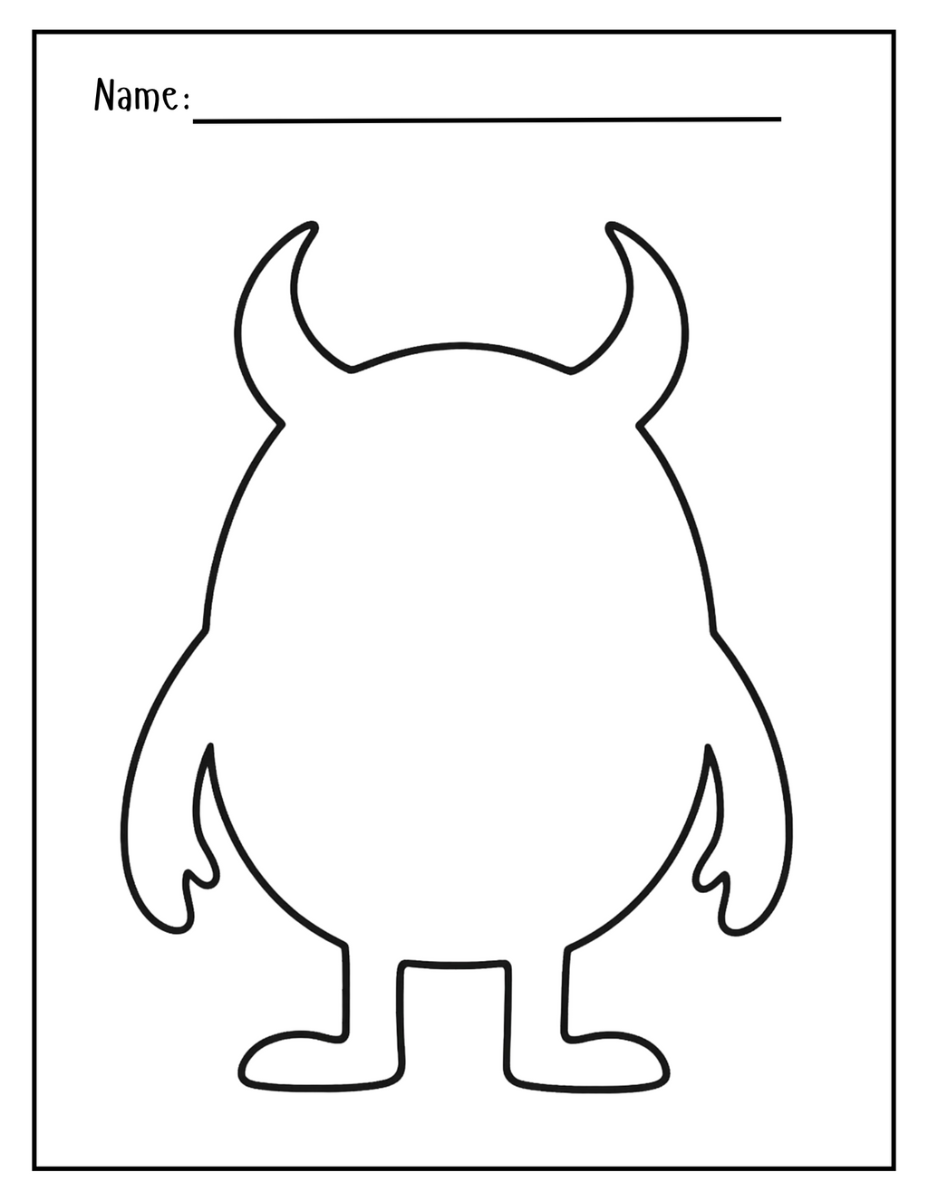 Create Your Own Monster Halloween creative writing worksheet by Happy Suns Learning Co., featuring colorful monster illustrations for kids.